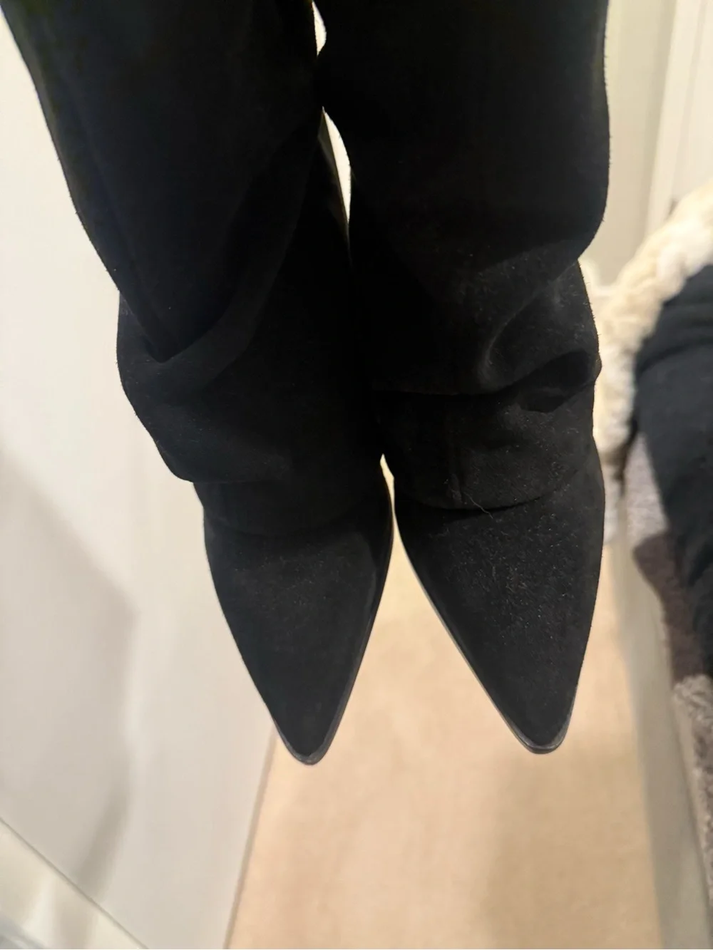Free People Felicity Foldover Black Suede Pointed Toe Boots